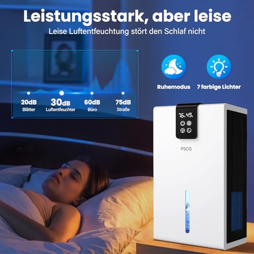 Luftentfeuchter Elektrisch, Ultra Leiser Raumentfeuchter, 2800ml Luftentfeuchter Mit LED Display, Automatisches Abtauen' Schlafmodus, Gegen Feuchtigkeit Schimme, Ideal für Schlafzimmer Badezimmer