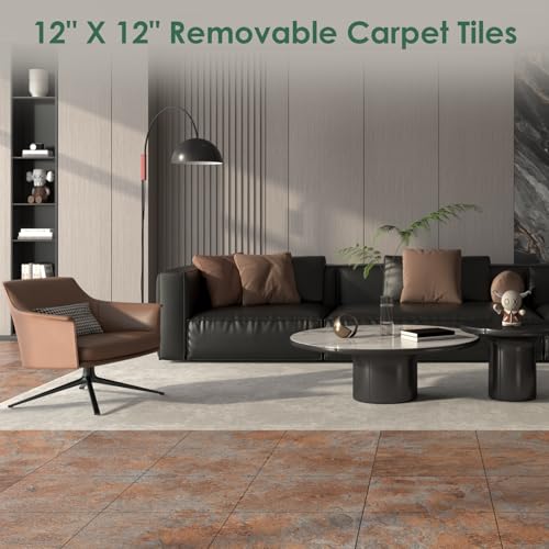 VallisCo 30-Pack Peel and Stick Vinyl Floor Tiles, 12\"x12\" Self-Adhesive Waterproof Peel and Stick Flooring Planks DIY for Bathroom, Kitchen, Living Room, Cover 30 Sq. Ft Red Brown