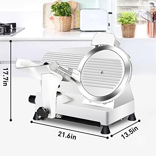 Meat Slicer,10" Premium Steel Blade Home and for Commercial Meat Slicer Stainless Steel Semi-Auto bread slicer, Cheese Food Electric Deli Slicer.