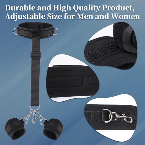 Image of Vibrating Anal Hook BDSM Sex Bondage - Neck to Wrist Restraints Kit, Sex Toys for Couple Adjustable Behind Back Handcuffs Bondage Restraints Set, Bed SM Adult Sex Game Play, Sex Toys for Beginner