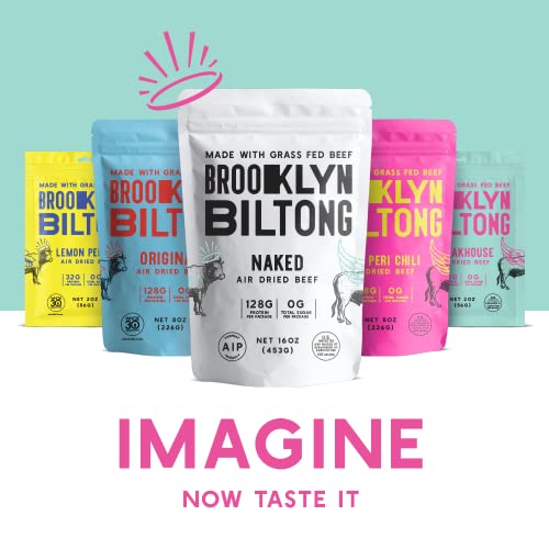 Brooklyn Biltong - Air Dried Grass Fed Beef Snack, South African Beef Jerky - Whole30 Approved, Paleo, Keto, Gluten Free, Sugar Free, Made In Usa - 8 Oz. Bag (Steakhouse) #TOP7
