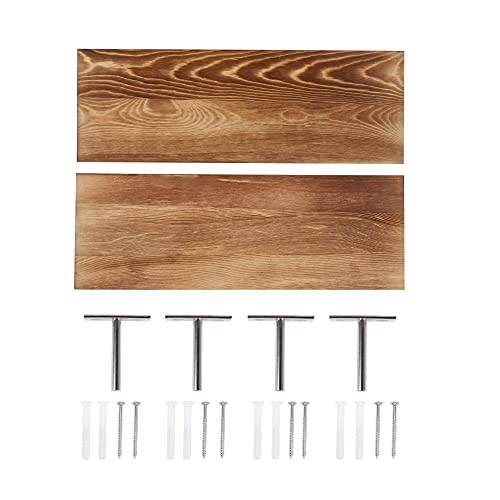 Edepreak Floating Shelves Pine Wood Floating Shelf Wall Shelf Set Of 2 Kitchen Wooden Shelves Carbonized Farmhouse Shelves For Wall Decor Wooden Floating Book Shelves Hidden Bracket For Bathroom #TOP6
