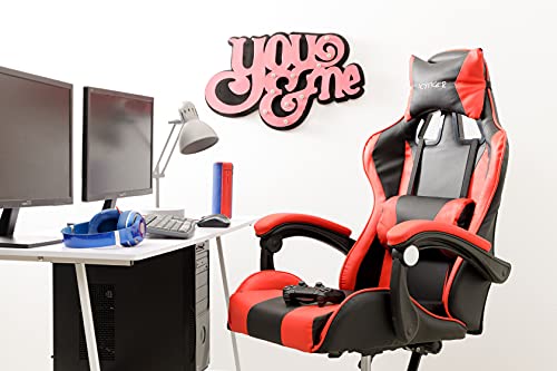 Sedia da Gaming, Sedia Ufficio Ergonomica con Schienale Regolabile, Poggiatesta e Supporto Lombare, Rosso - Sedia gaming - Immagine 1