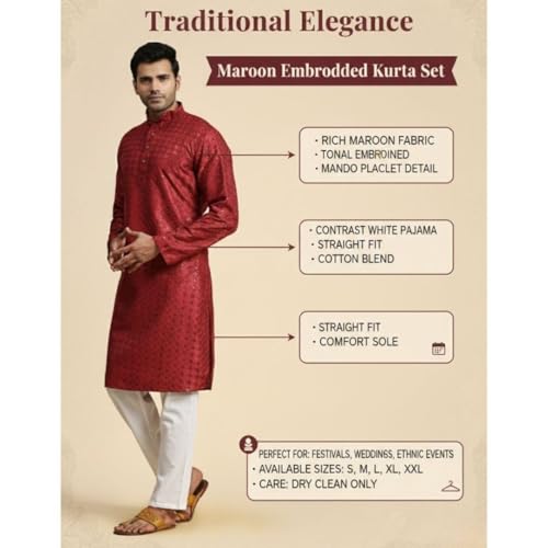 Image of Pro-Ethic Style Developer Mens Indian Traditional Cotton Kurta Sets, Men Kurta Set Indian Wedding Dress (A-117)