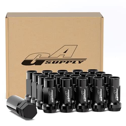 GAsupply 1/2-20 Extended Open End Acorn Lug Nuts Black, 1.9"