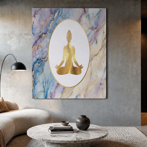 Toile marbre silhouette femme yogi design zen abstrait sans cadre