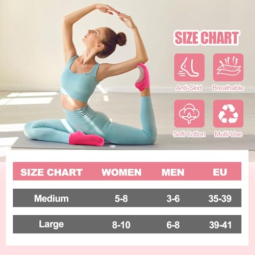 Image of ELUTONG Pilates Non Slip Grip Socks for Women 1-4 Pairs Yoga Barre Ballet Workout Hospital Grippy Sock