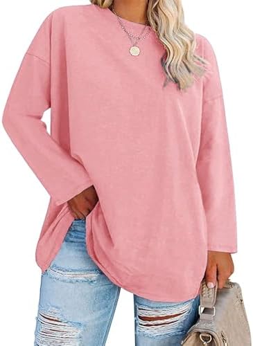 Fisoew Damen Große Größen Langarmshirt Rundhals | Plus Size,Oberteile,Basic,Oversize,Sweatshirt,Longsleeve,Pullover,Tunika,Longshirt