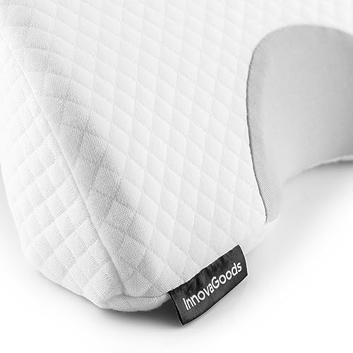 InnovaGoods - Viskoelastisches Nackenkissen für Paare, Ergonomisches Design für Entspannung zu Zweit, Memory-Schaum für Druckentlastung, Abnehmbarer Bezug, Weiß, 36 x 12,5 x 30,5 cm, Memory-Schaum
