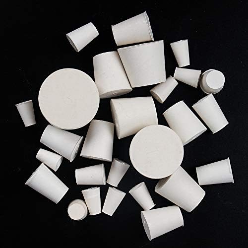 26 Pack Solid Rubber Stopper, White Lab Plug, 000 8