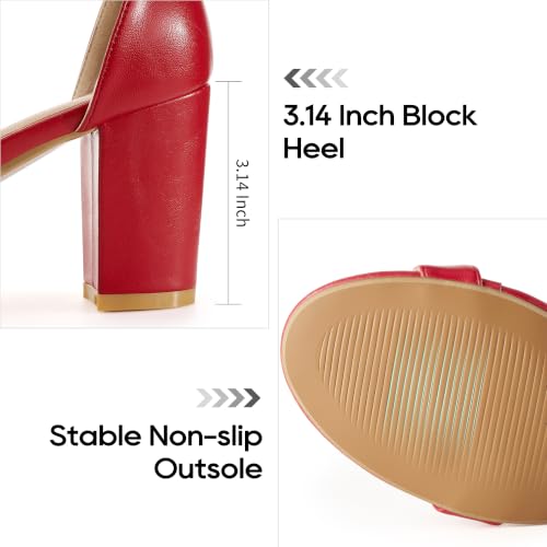 Image of Reimferce Comfortable Block Heels for Women: Cushioned Insole