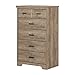 South Shore Versa Collection 5-Drawer Dresser, Weathered Oak with Antique Handles