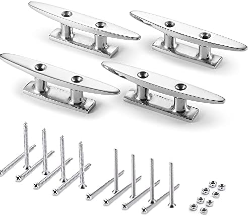 KAHACIYO Boat Cleat Open Base Boat Cleat 4 inch, Dock Cleat 316 Stainless Marine Grade Steel , Include Installation Accessories Screws (4 PCS)