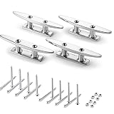 KAHACIYO Boat Cleat Open Base Boat Cleat 4 inch, Dock Cleat 316 Stainless Marine Grade Steel , Inclu
