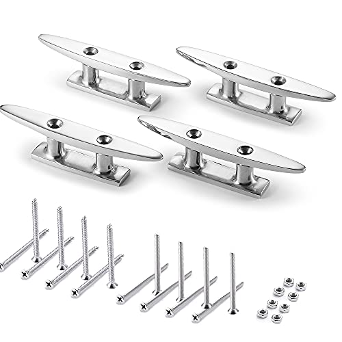 Kahaciyo Boat Cleat Open Base Boat Cleat 4 Inch, Dock Cleat 316 Stainless Marine Grade Steel , Include Installation Accessories Screws (4 Pcs) #TOP24