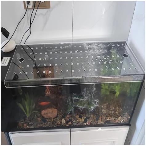 Acrylic Fish Tank Canopy Lid Cover, Anti-Jump Cat Proof Aquarium Top Mount with Hole, 15.7x15.7in, Perfect for 40cm x 40cm Tanks, Durable and Stylish
