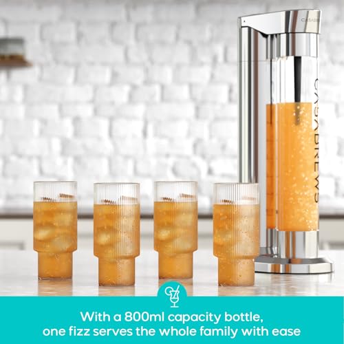 CASABREWS EDGE Soda Streaming Machine, Stainless Steel Sparkling Water Maker with Dual Safety Valves, BPA Free Bottle Soda Maker Carbonates Water, Wine, Juice, Uses 60L CO2 Carbonators (NOT Included). - Thumbnail 4