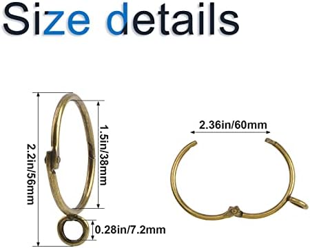 INCREWAY 16 Pack Open and Close Curtain Rings,1.5 Inch Inner Diameter,Antique Brass