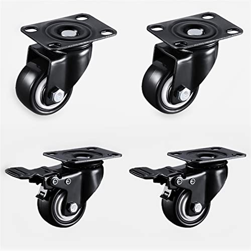 Roulette pivotante 41mm noir roue caoutchouc chariot meuble heavy duty