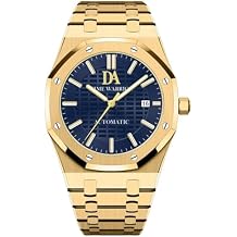 DA Royalty Automatic Watch, Gold Stainless Steel, Luminous Waterproof Luxury, Dark Navy Blue Dial Dress Watches for Men, Sapphire Glass, AP Style