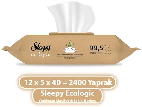 SLEEPY Ecologic Yenidoğan Islak Bebek Bakım Havlusu 12x5x40 (2400 Yaprak) - Görsel 2
