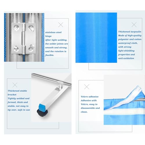 Paravent médical bleu pliable à 3 panneaux compact et mobile pour espace de soin - 5