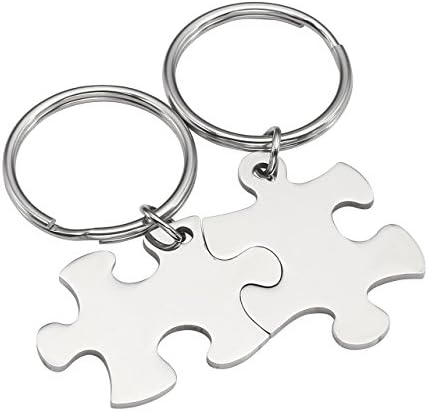 Personalized Gravur 2X Edelstahl 33 * 22mm Zwei Puzzle Schlüssela...