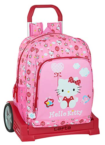 Safta Mochila Escolar con Carro Evolution Incluido de Hello Kitty Balloon  310x140x410mm
