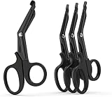 LI JIU Trauma Shears 4-Pack, 7.5 inch Bandage Scissors, Fluoride-Coated Non-Stick Blades (4 Pack Black...