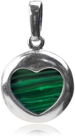 Sterling Silver Imitation Malachite Heart Round Earrings Pendant Set Rolo Chain 18 Inches - Image 2