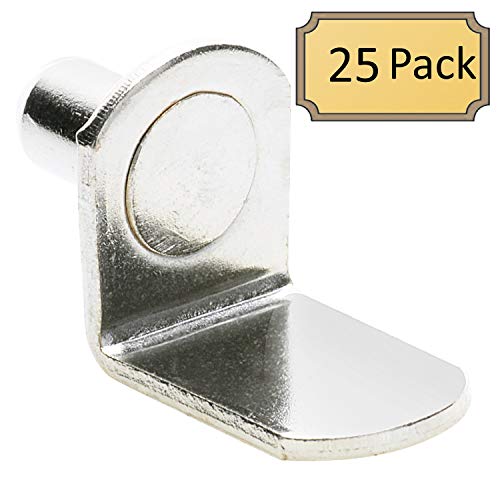 1/4" Bracket Style Cabinet Shelf Support Pegs - Polished Nickel - 25 Pack #TOP1