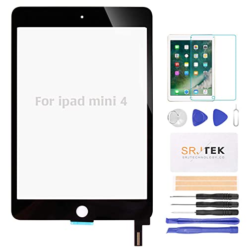 SRJTEK for iPad Mini 4 ��4����Ή�A1538 A1550 �^�b�`�X�N���[�������L�b�g�A�^�b�`�f�W�^�C�U�[�A�K���X�A�Z���u���C�����i�i�t���p�l���Ȃ��A�������Ȃ��A�z�[���{�^���Ȃ��j+�c�[���Z�b�g+�����K���X