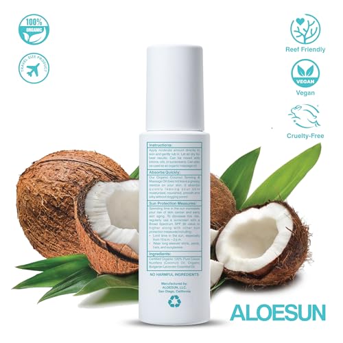 ALOESUN Organic Coconut Tanning Oil Spray Infused with Organic Lavender Oil | Natural Deep Tanning Accelerator | Moisturizing & Hydrating Tan | Non-Greasy | Vegan & Cruelty-Free | Travel Size 3.4 Oz by ALOESUN - Image 8
