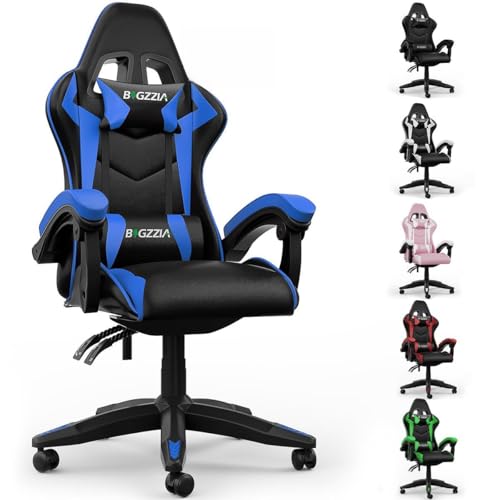 bigzzia Gaming Stuhl Ergonomisch - Gamer Stühle mit Lendenkissen + Kopfstütze Gaming Chair Höhenverstellbar Computerstuhl für Erwachsene Mädchen Junge