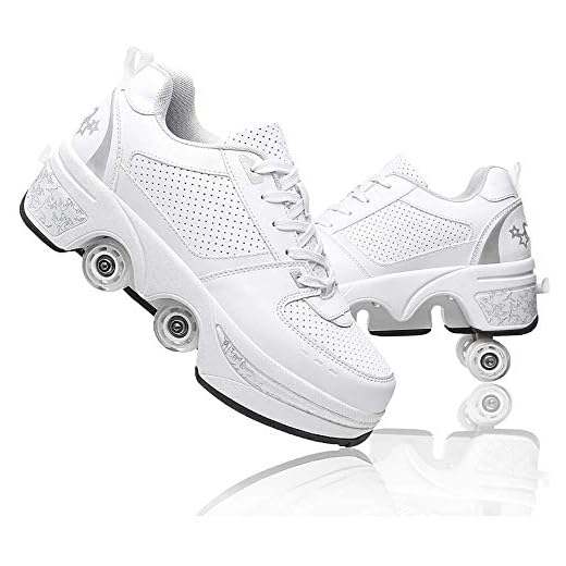LDTXH Doble Rodillo Zapatos De Skate Zapatos Invisible De Polea De Zapatos Zapatillas De Deporte Luz Zapatos Zapatos Multiusos, niños Zapatos con Ruedas,37