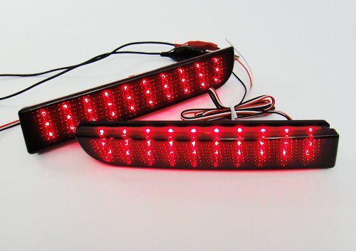 Ledin Black Smoked Lens Led Bumper Reflector Tail Brake Light Mitsubishi Lancer Evo X #TOP3