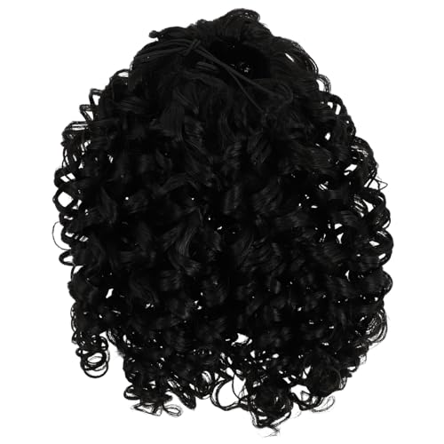 Extension de cheveux bouclés noire 35 cm postiche avec cordon ajustable en soie haute température