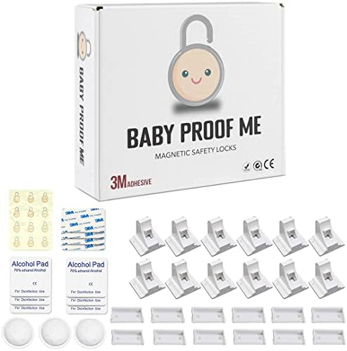 BABY PROOF ME Pack of 12 Magnetic Cabinet Locks for Child Safety with 3 Keys, 3M Adhesive Easy Installation, Baby Proofing Magnetic Locks for Cabinets and Drawers