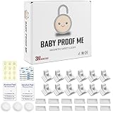 BABY PROOF ME Pack of 12 Magnetic Cabinet Locks for Child Safety with 3 Keys, 3M Adhesive Easy Insta