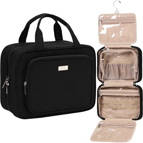 NISHEL Travel Toiletry Bag for Women Hanging Organizer Makeup Case Pockets