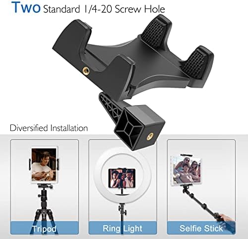 Padwa Lifestyle Tablet Tripod Mount Adapter Clip Holder for Selfie Stick Pole Camera Monopod Tripod Adapter, Compatible with 4.7-12.9 Inch Tablets Smartphones IPad Pro IPad Air IPad Mini 12.9 11 10.5
