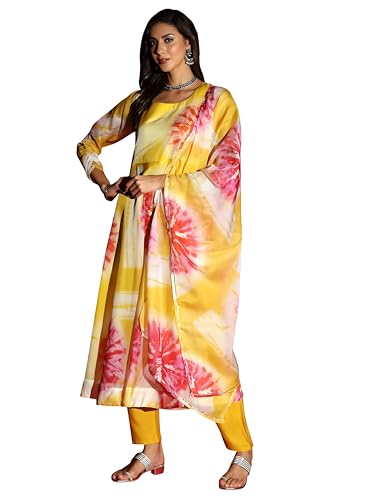 Image of Naixa Women's Organza Printed Kurta with Pant with Dupatta Sets (NK-403)