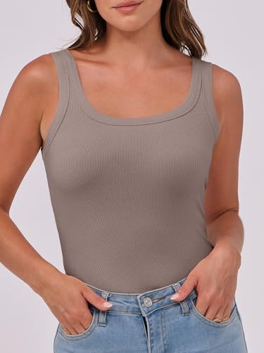 Image of ANRABESS Womens Sleeveless Scoop Neck Tank Top Ribbed Fitted Summer Basic Slim Cute Tops 2026
