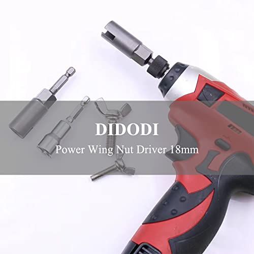 Didodi Power Wing Nut Driver 18Mm, 1/4" Hex Shank Wing Nut Driver Socket Deep Drill Bit Socket Wrenches Tools Set, Drills Bits For Panel Nuts Screws Eye C-Shaped Hook Bolt #TOP5