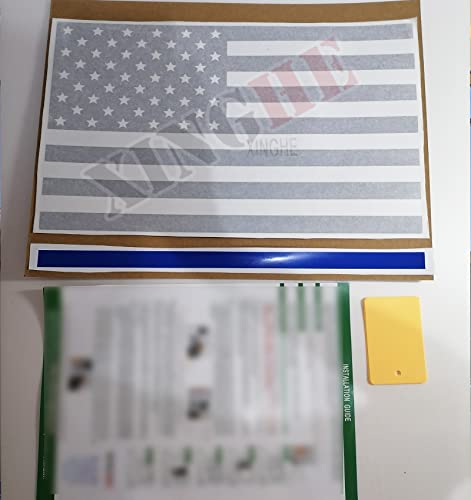 Image of Xinghe for Chevy Silverado GMC Sierra Chevrolet Colorado, Rear Middle Window American Flag Decals Stickers (Matte Black Blue Line, for 2004-2018 Sierra Silverado)