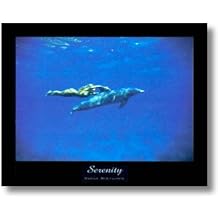 SERENITY Bare Woman Swim with Dolphin Sea Ocean Water Photo 16x20 Art Print