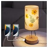 LUMIMAN Flower Lamp for Bedroom Cute Desk Lamp with USB Charging Port Real Pressed Flowers Lampshade