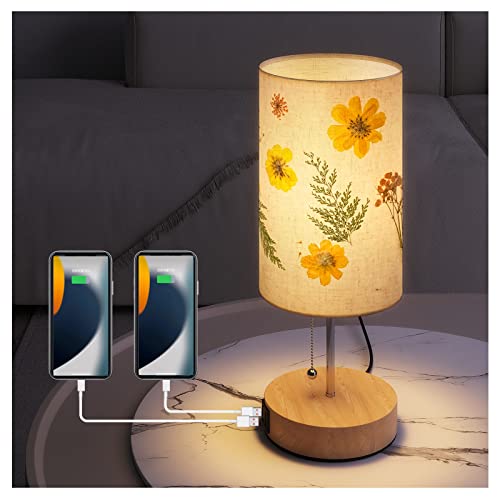Lumiman Flower Lamp For Bedroom Cute Desk Lamp With Usb Charging Port Real Pressed Flowers Lampshade Bedside Table Lamp With Pull Chain, Diy Floral Lamp For Living Room Dorm Home, Daisy #TOP8