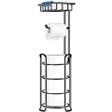 TomCare Toilet Paper Holder Toilet Paper Stand with Shelf Free Standing Toilet Paper Roll Holder Sta