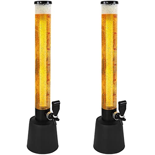 Jago® Distributore di Birra - Set da 2, capacità Massima 3,5 l, Altezza 90 cm, con Rubinetto e Tubo di Ghiaccio, in Plastica Senza BPA - Spillatore, Dispenser, Giraffa, Torre, Bevande